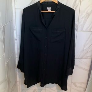 Chicos black 16-18 button front tunic blouse